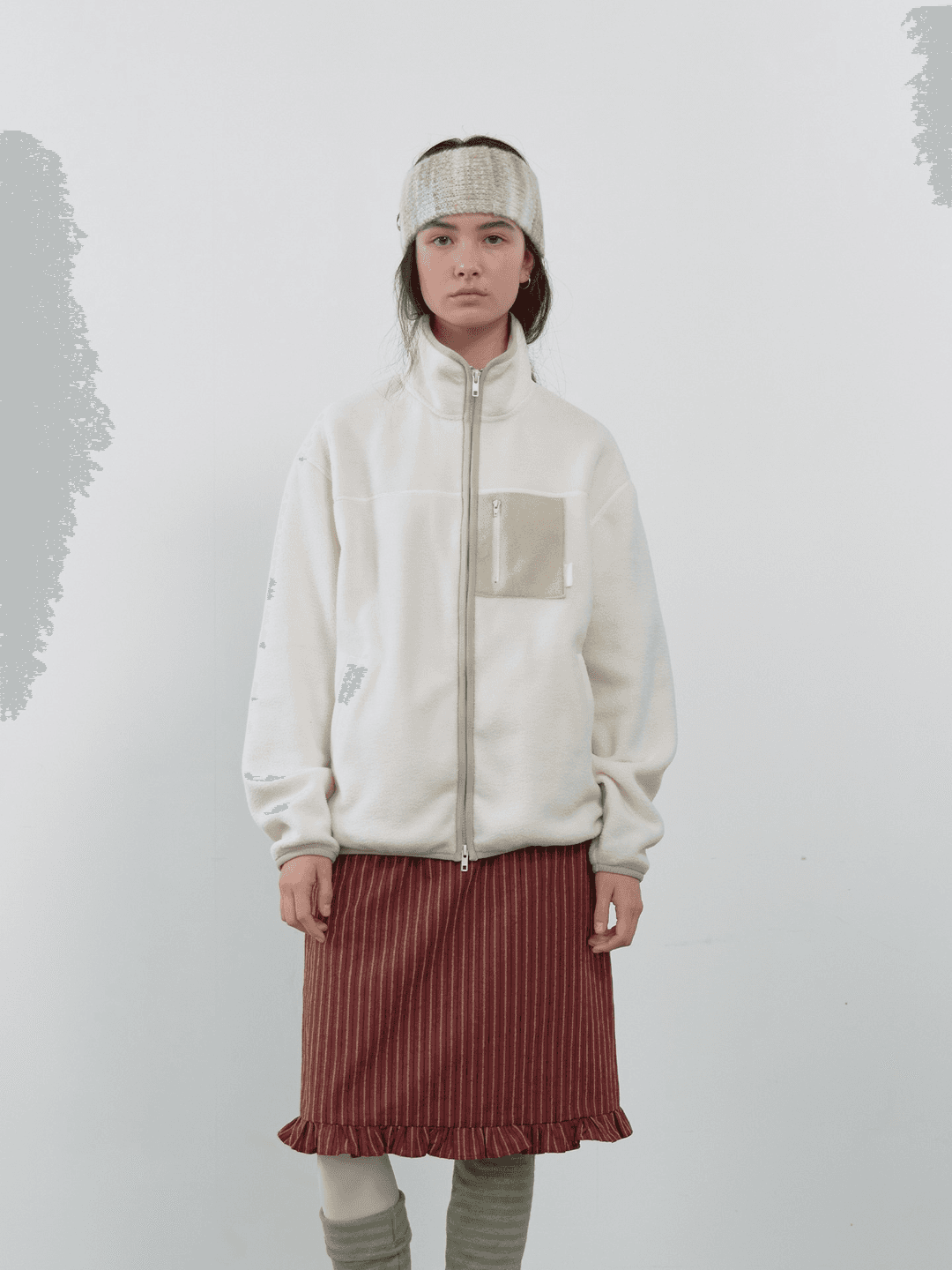 [12.18 순차출고] COLOR BLOCK FLEECE ZIP-UP_IVORY