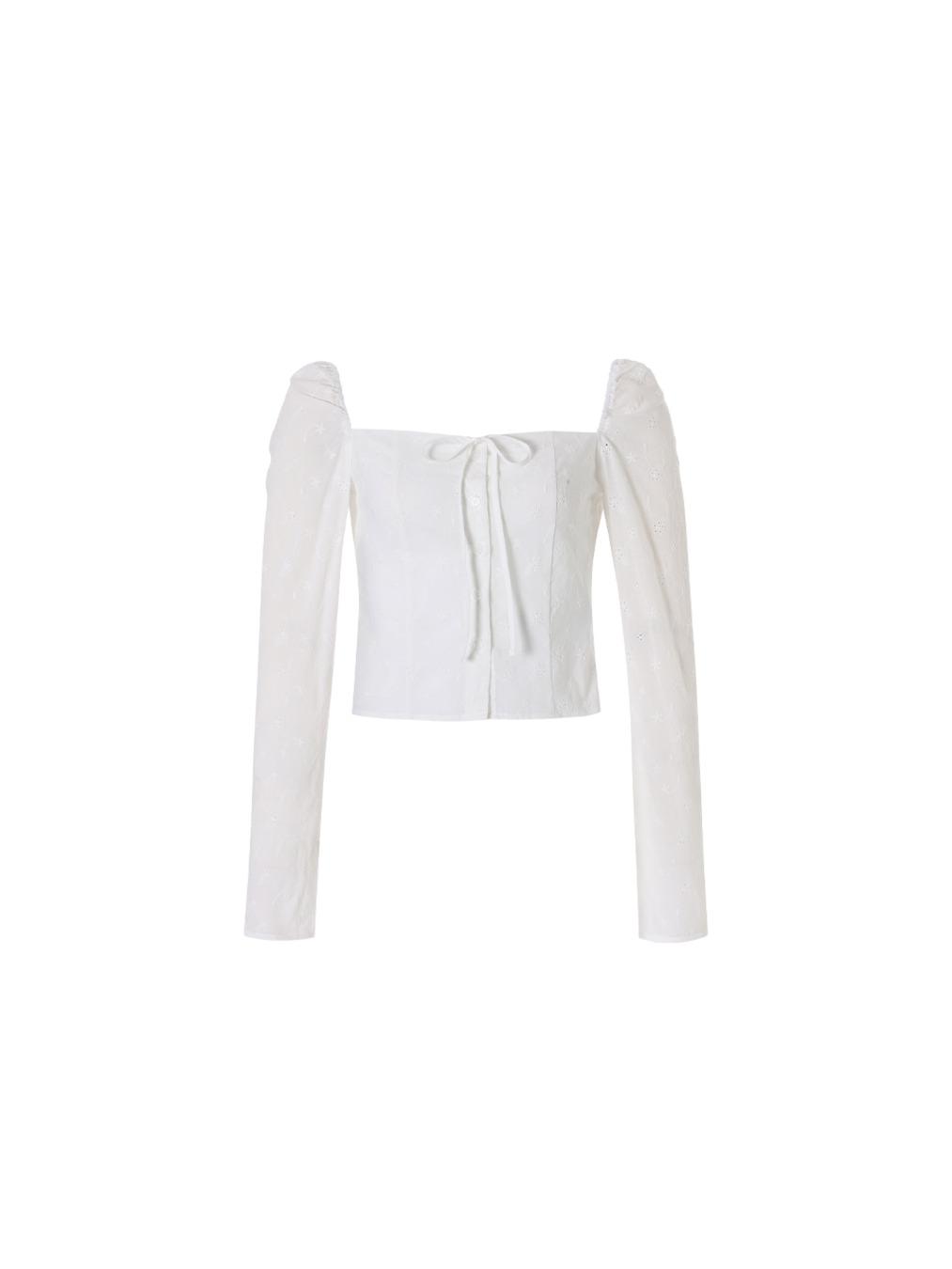 Ribbon square blouse (Ivory)