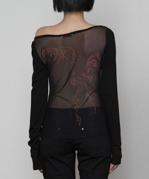 Back See-Through Print Long Sleeve (BLACK)