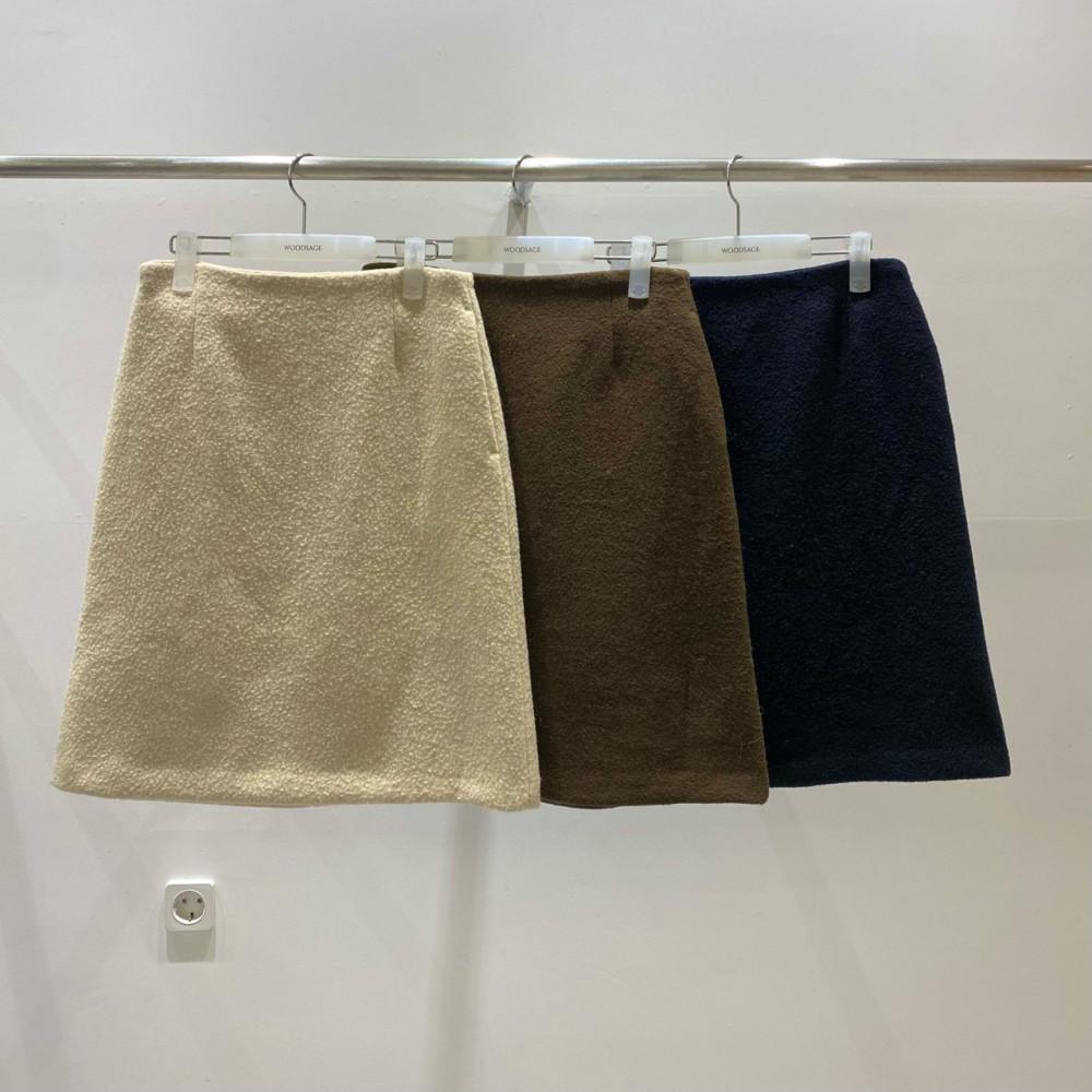 우드세이지 부클 미디 스커트