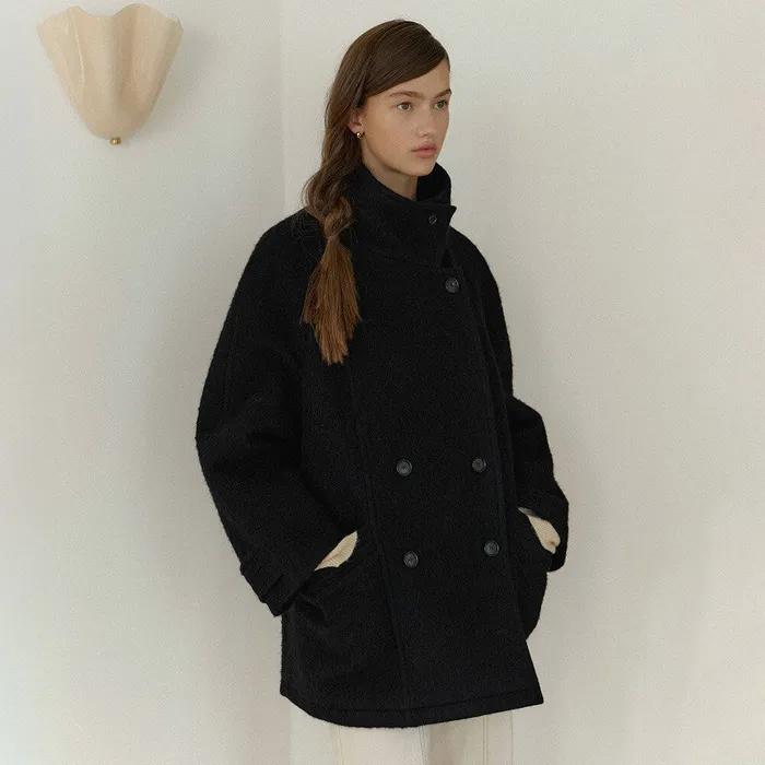 모헤어 하이넥 더블 하프코트 NEW5WHA13_24