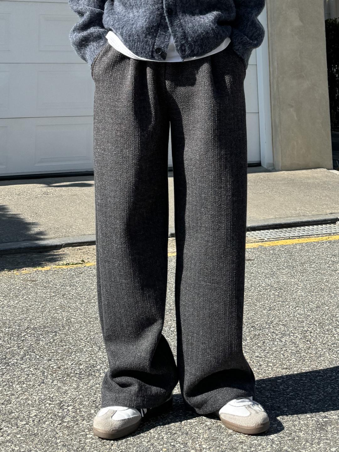 scotch banding wide knit pants (4color)
