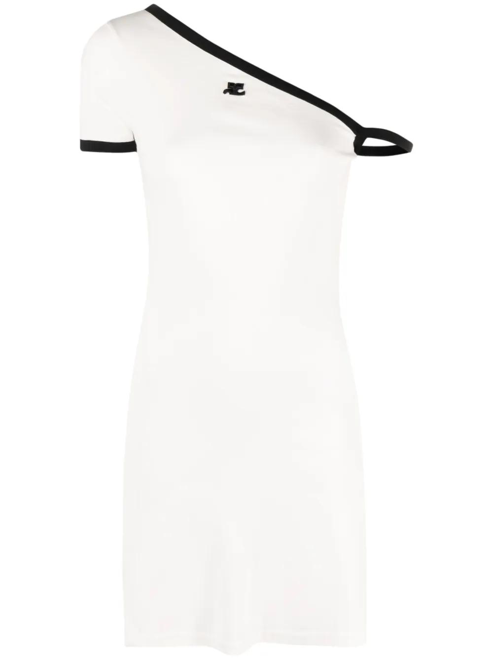logo-patch asymmetric cotton minidress