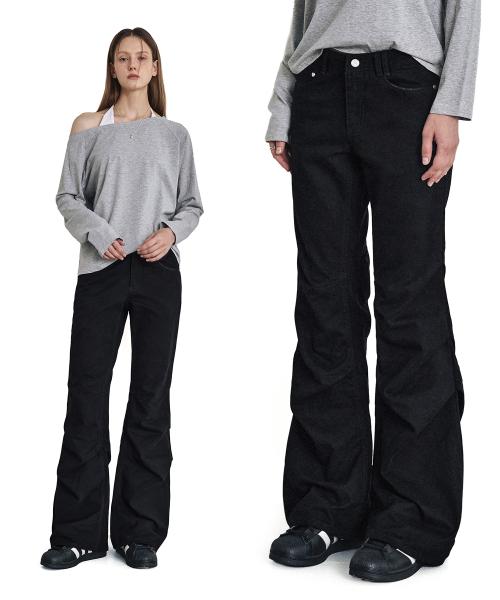 Flared Shirring Pants DCWPT017BLACK