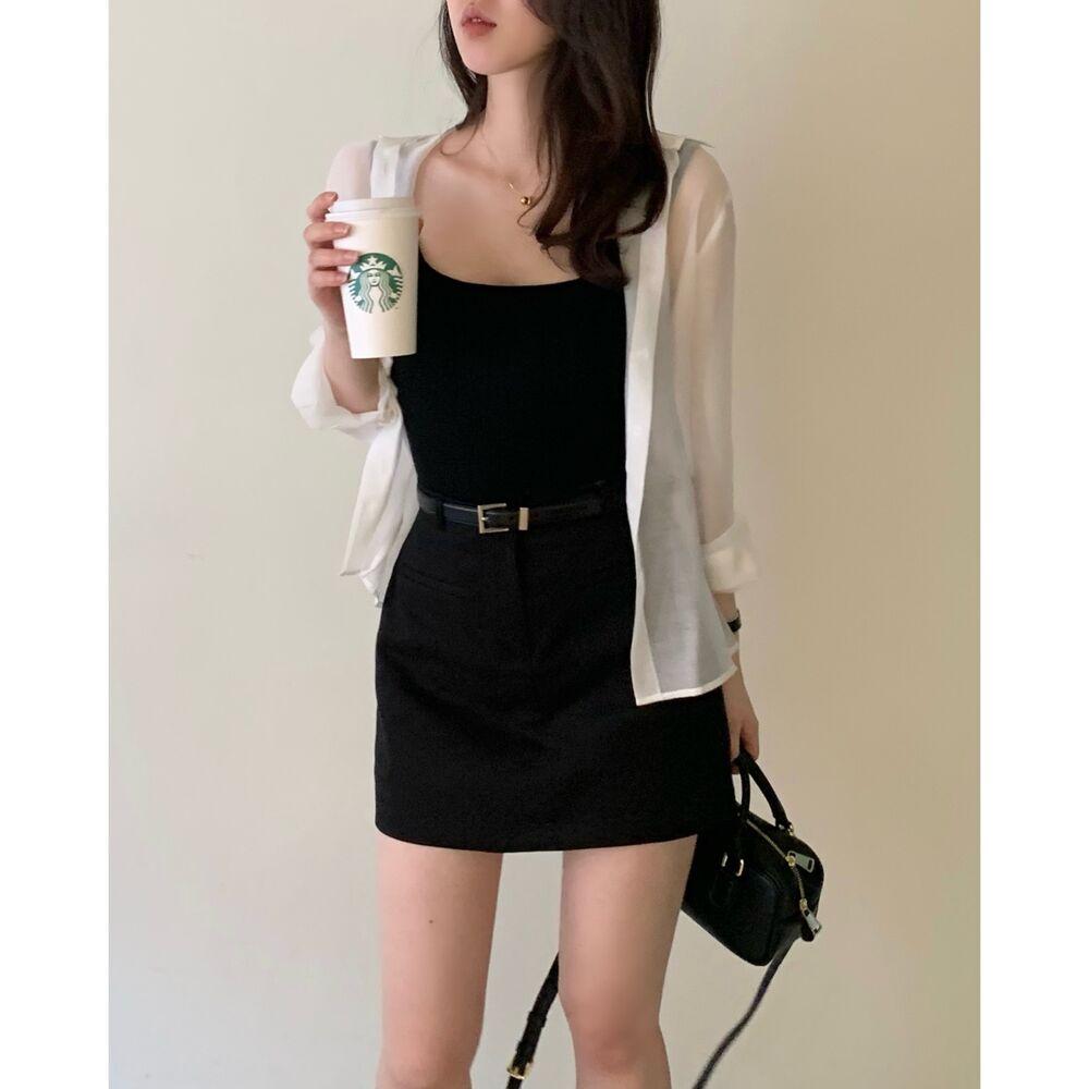 스퀘어 니트 슬리브리스