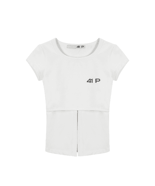 Hooked Cutout Short Sleeve Top / White