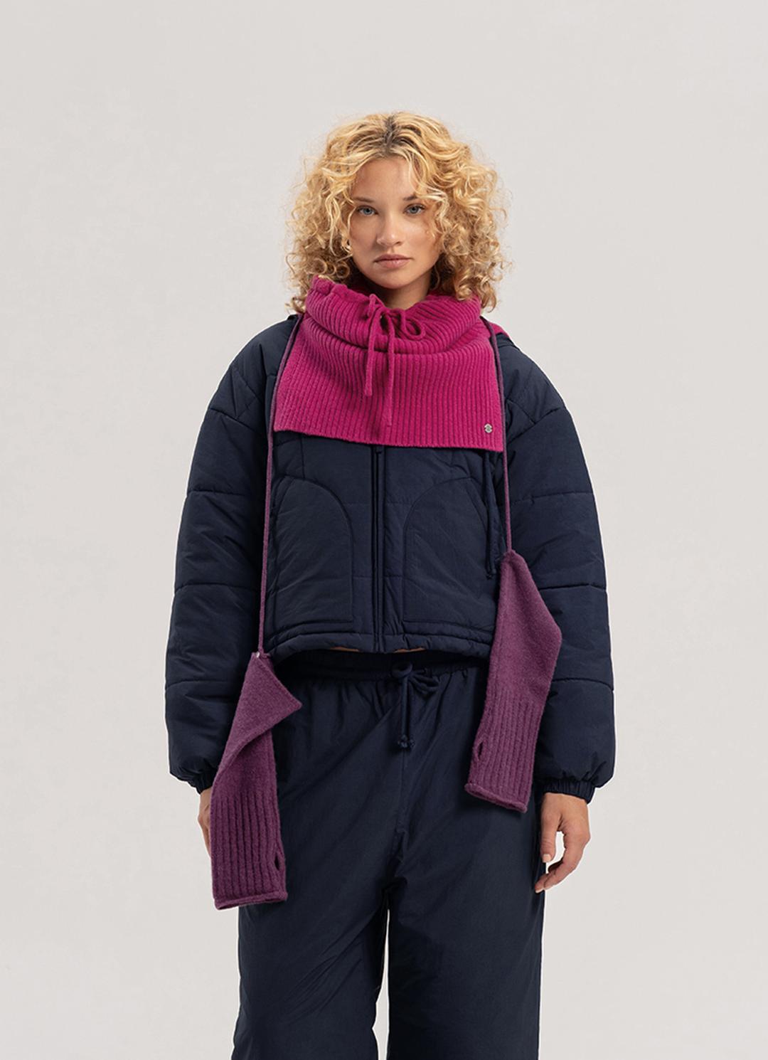 Grid padded hoodie #2_Sky Captain