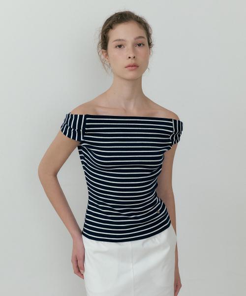 Twisted Stripe Off-shoulder top (navy)