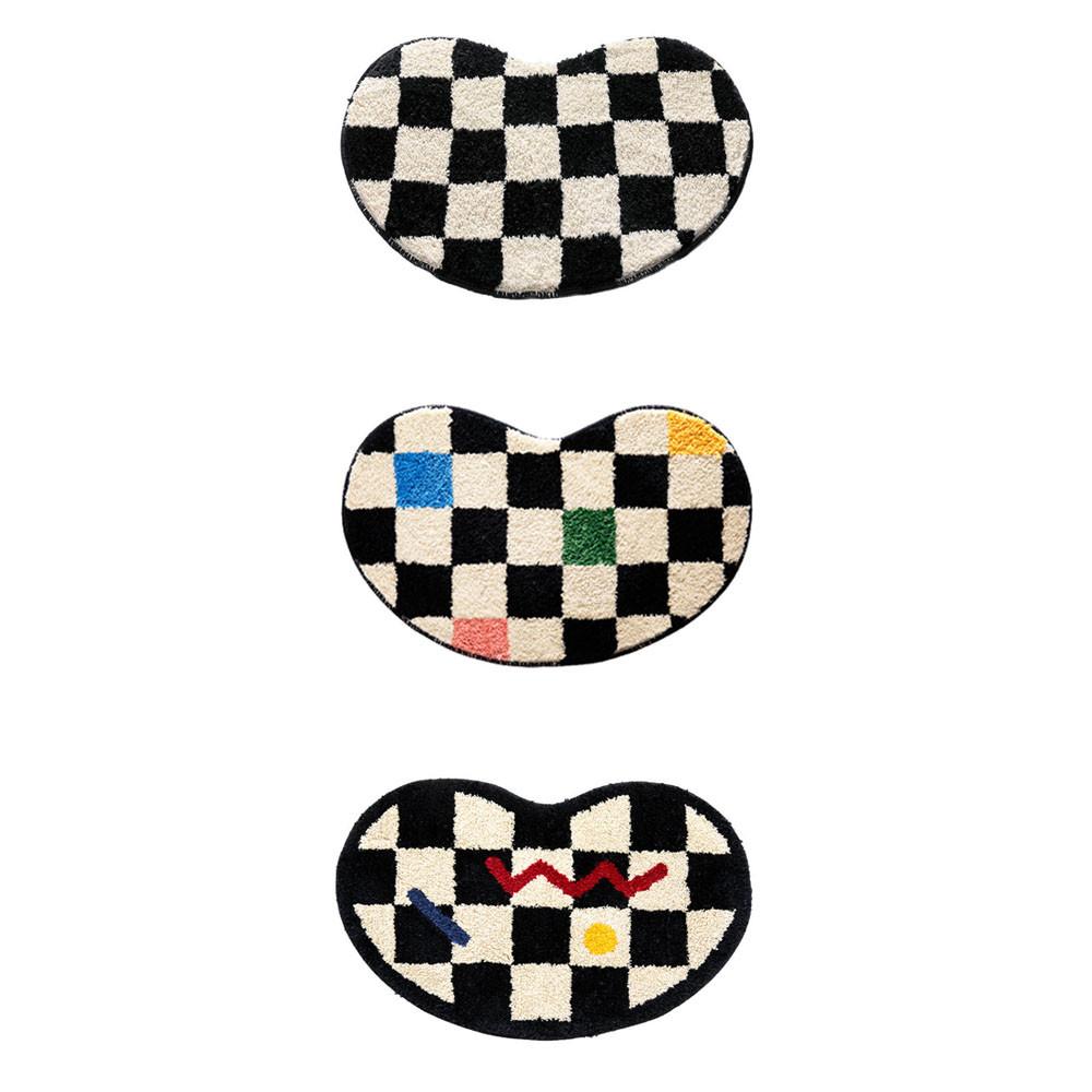 [모모피너츠] 강낭콩 체커보드 러그 사계절 러그 화장실 발매트 침대러그