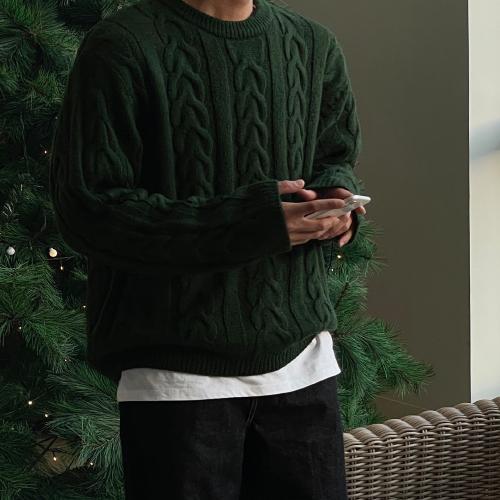 라드 꽈배기 라운드 니트