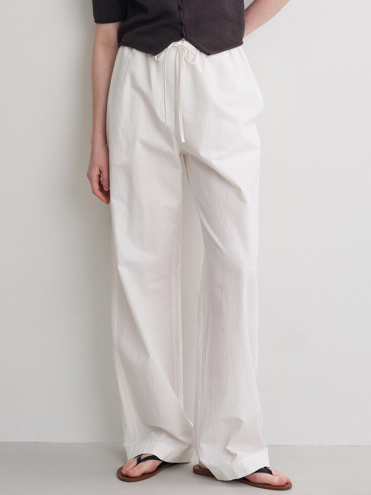 cotton linen banding pants (white)
