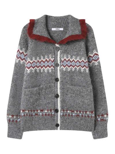 배색 카라 포켓 노르딕 니트 가디건 (WICDCD003)