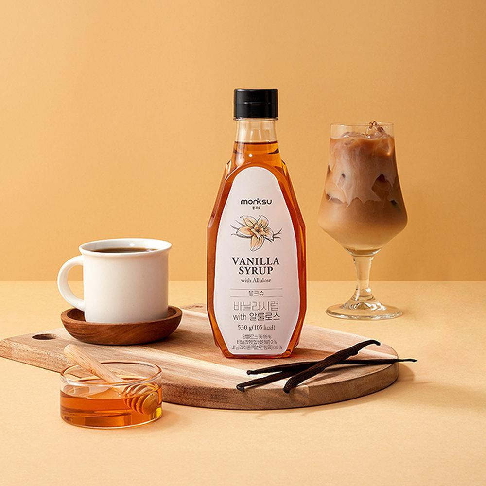 몽크슈 무설탕 저칼로리 바닐라 커피 시럽 530g 슈가프리 알룰로스 바닐라빈 [원산지:국산]