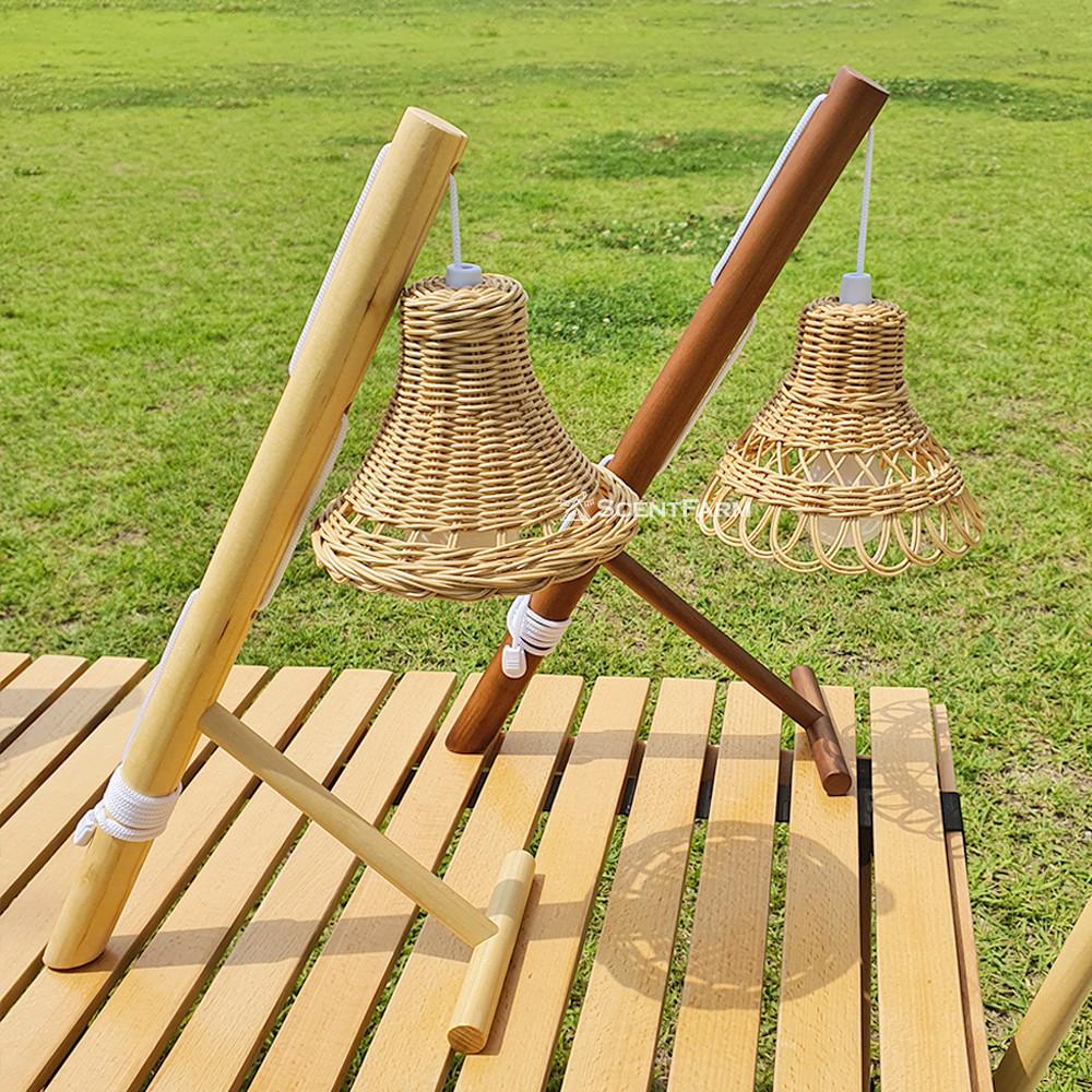 센트팜 캠핑 우드 랜턴 걸이 거치대 원목 조명 테이블 미니 스탠드