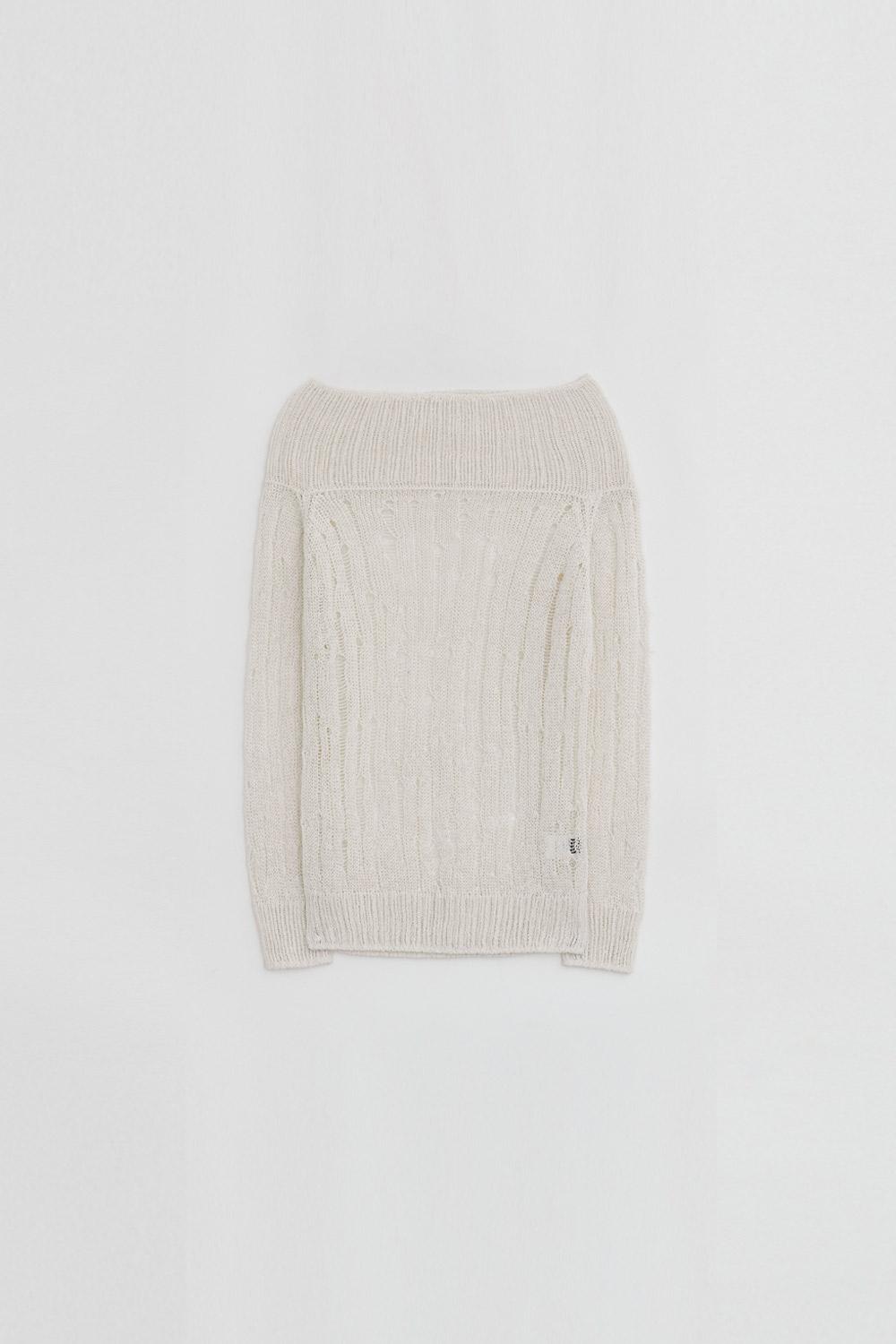 OFF SHOULDER DAMAGE KNIT