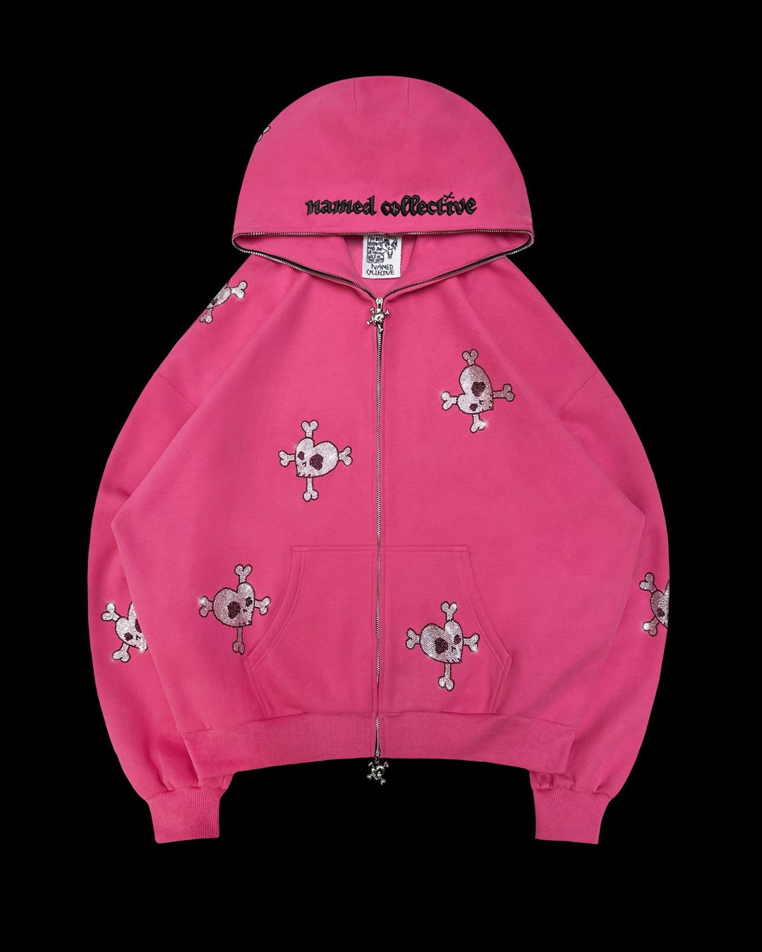 最安 네임드 콜렉티브 FATAL RHINESTONE ZIP HOODIE PINK - XS - 위시버킷 K-POP・アジア
