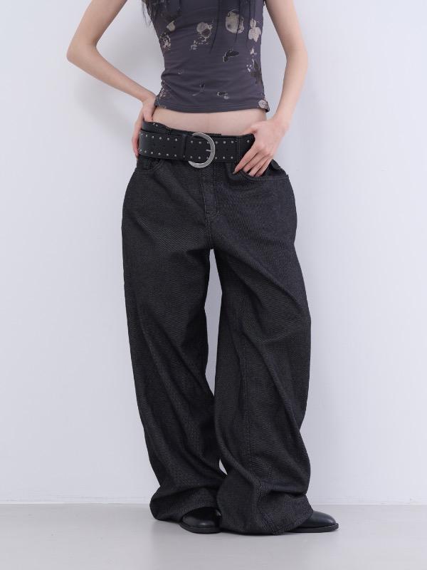 로웨어 non fade loose denim pants