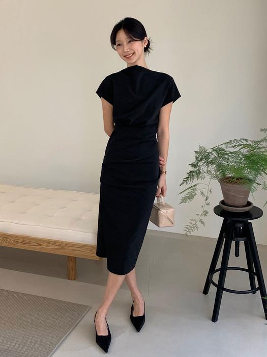 Cap Sleeve Boat-Neck Dress[LMBFSPDR806]-Black