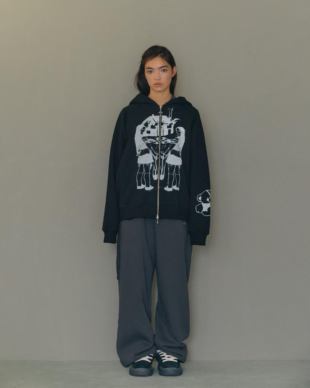 School Loose Fit Jogger Pants(Charcoal)