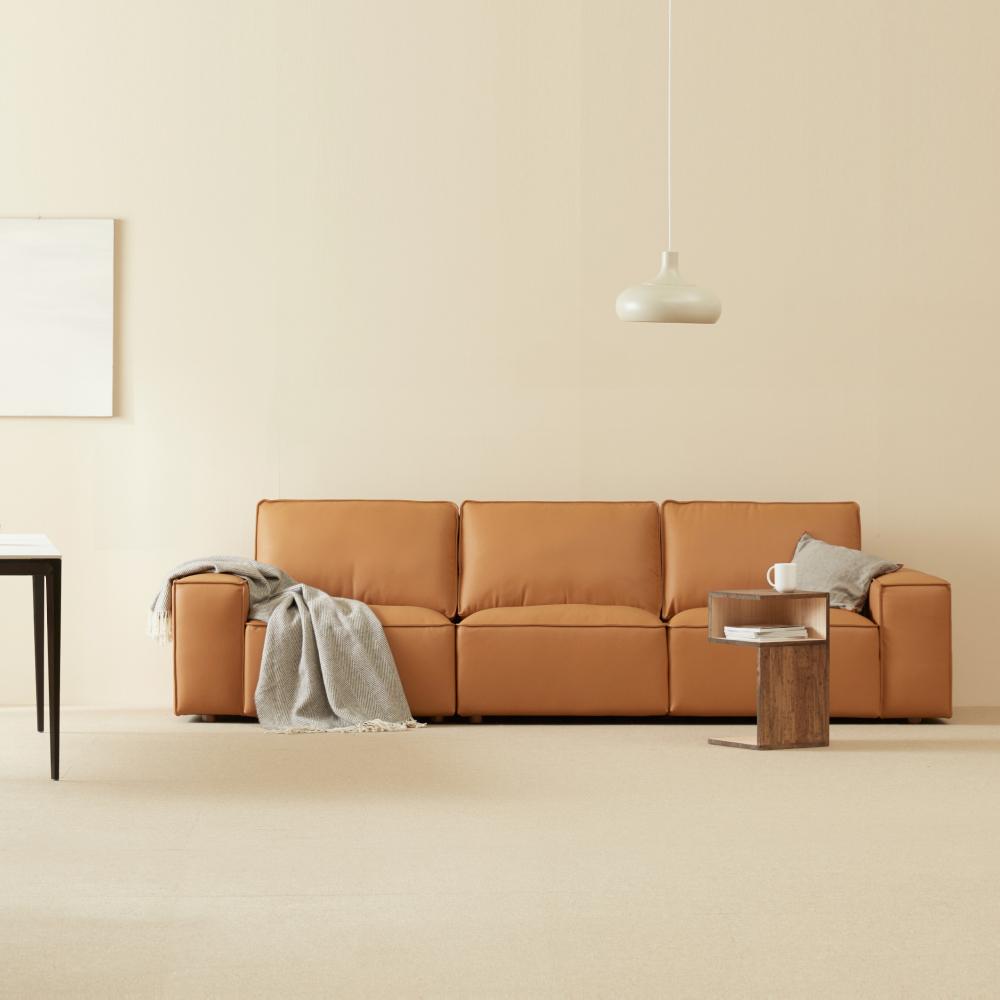 하운드 천연면피가죽 4인 모듈 소파