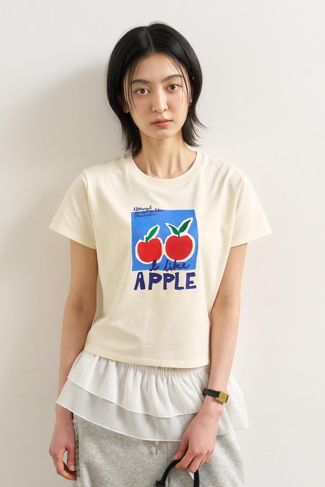 WOMAN 후르츠 슬림핏 반팔티 [CREAM APPLE]