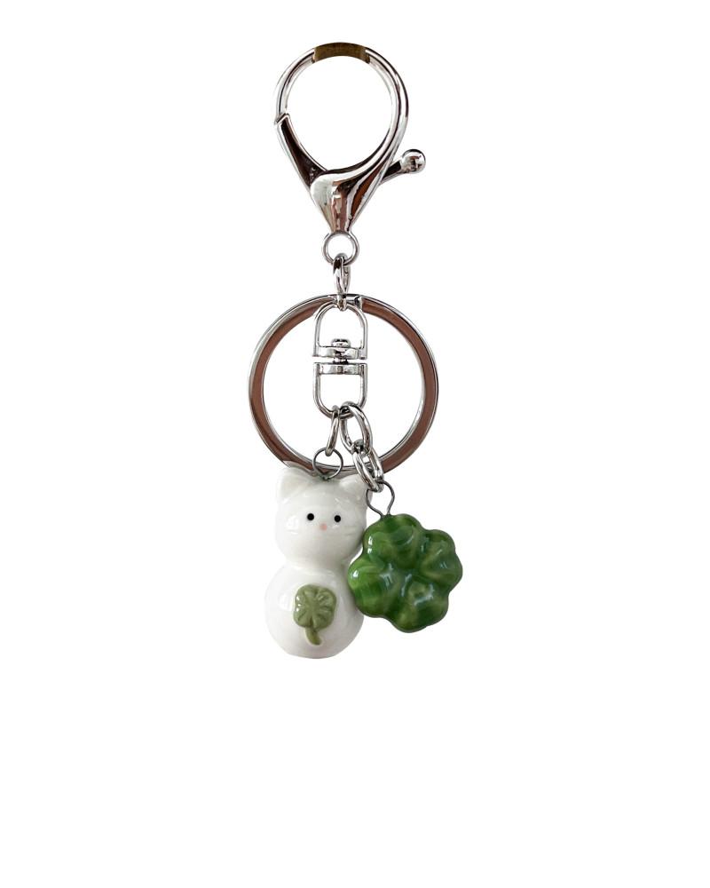 [조랭이] 행운 고양이 키링 (clover set)