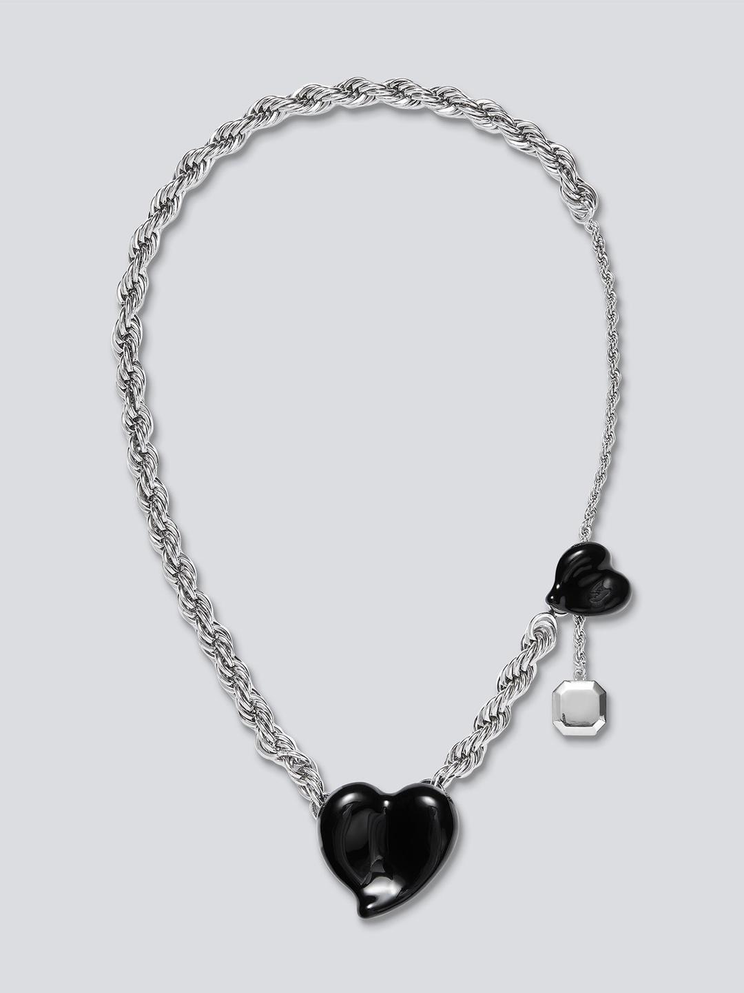 Black Enamel Heart Necklace
