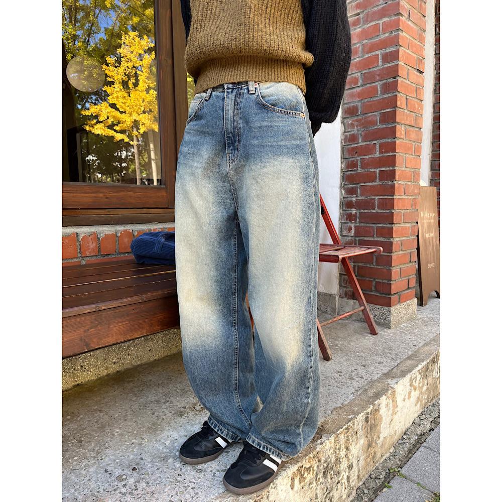 여자 중청 바지 통 청 키작녀 와이드 팬츠