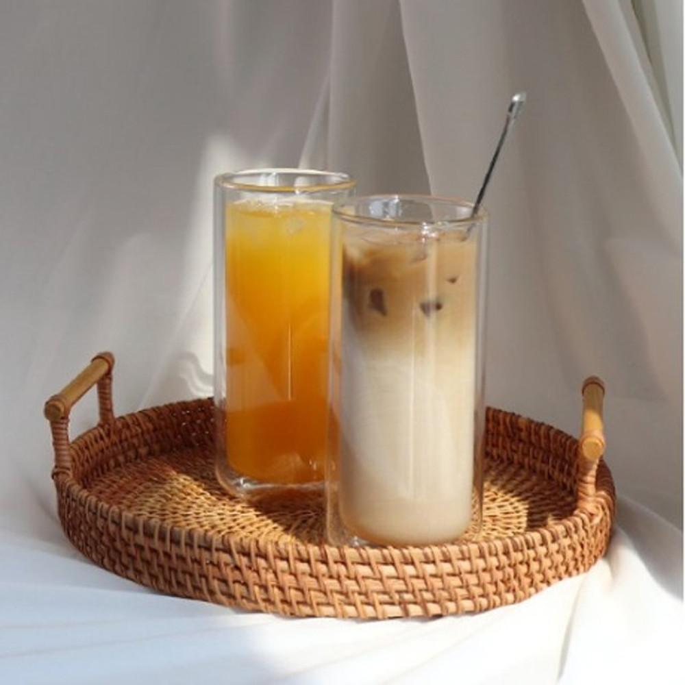 보우에프앤티 인블룸 심플 원형 이중유리컵 350ml