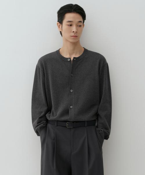 워셔블 수피마 코튼 라운드 넥 가디건 [미디엄 그레이]
