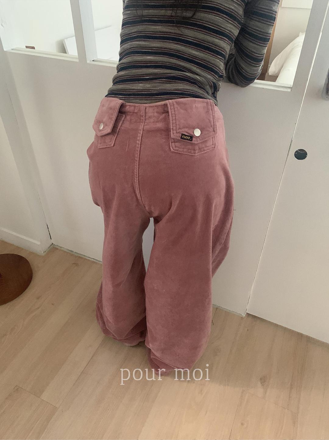 포르모어 oot 우트 1037 벨벳 스판 와이드팬츠 포켓 골덴 일자 긴바지 (2col)