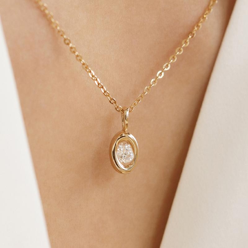 [아몬즈 단독] 14K 18K 에르 오벌 큐빅 목걸이 BN0125