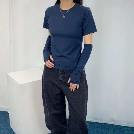 이런 상품 어때요? 여성 면 모달 스판 슬림 라운드 핸드워머 반팔 티셔츠 세트 연말룩 5C