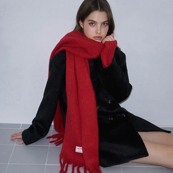 Wide Long Muffler [Rose Red]