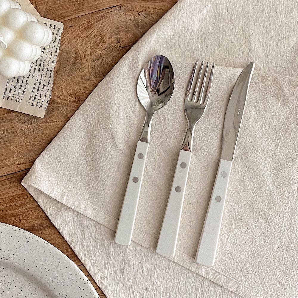 플린 커트러리 화이트 빈티지 테이블 디너 스푼 포크 나이프 양식기