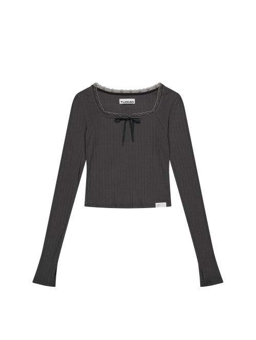 POINTELLE LONG SLEEVES [CHARCOAL]