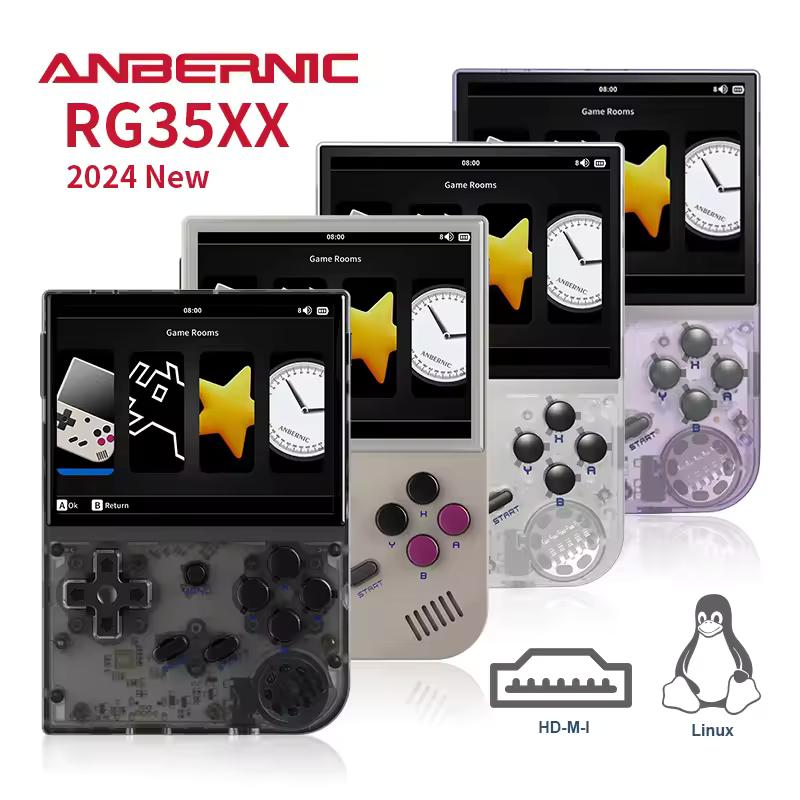 ANBERNIC 2024 새로운 RG35XX 레트로 휴대용 게임 콘솔 3.5 ''IPS 스크린 2600mAh HDM-I TV 출력 Linux 휴대용 포켓 비디오 플레이어