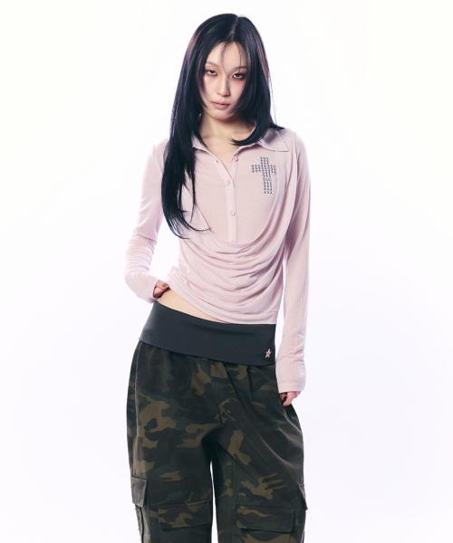 SHEER LAYERED SHIRT / LIGHT PINK