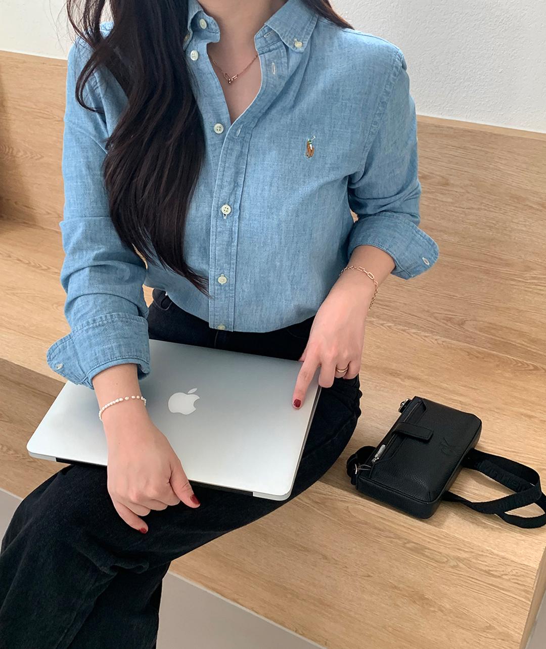 세컨찬스 [💖당일출고] 폴로 랄프로렌 코튼 샴브레이 데님 셔츠 블라우스 보이즈