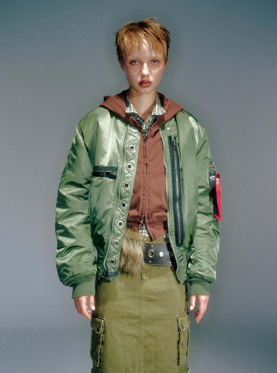 WOMEN ALPHA VINTAGE REMAKE MA-1 FLIGHT JACKET SAGE