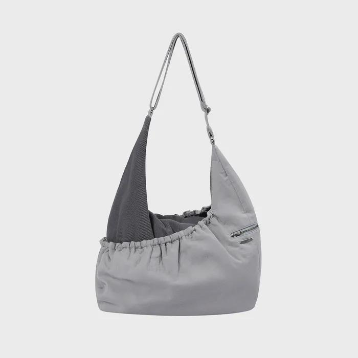 Ribbed layered cross bag CHARCOAL