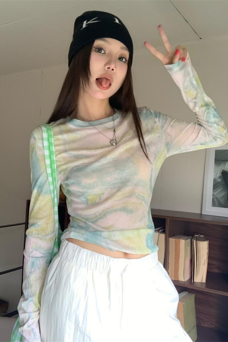 하이라이터 타이다이 롱슬리브T