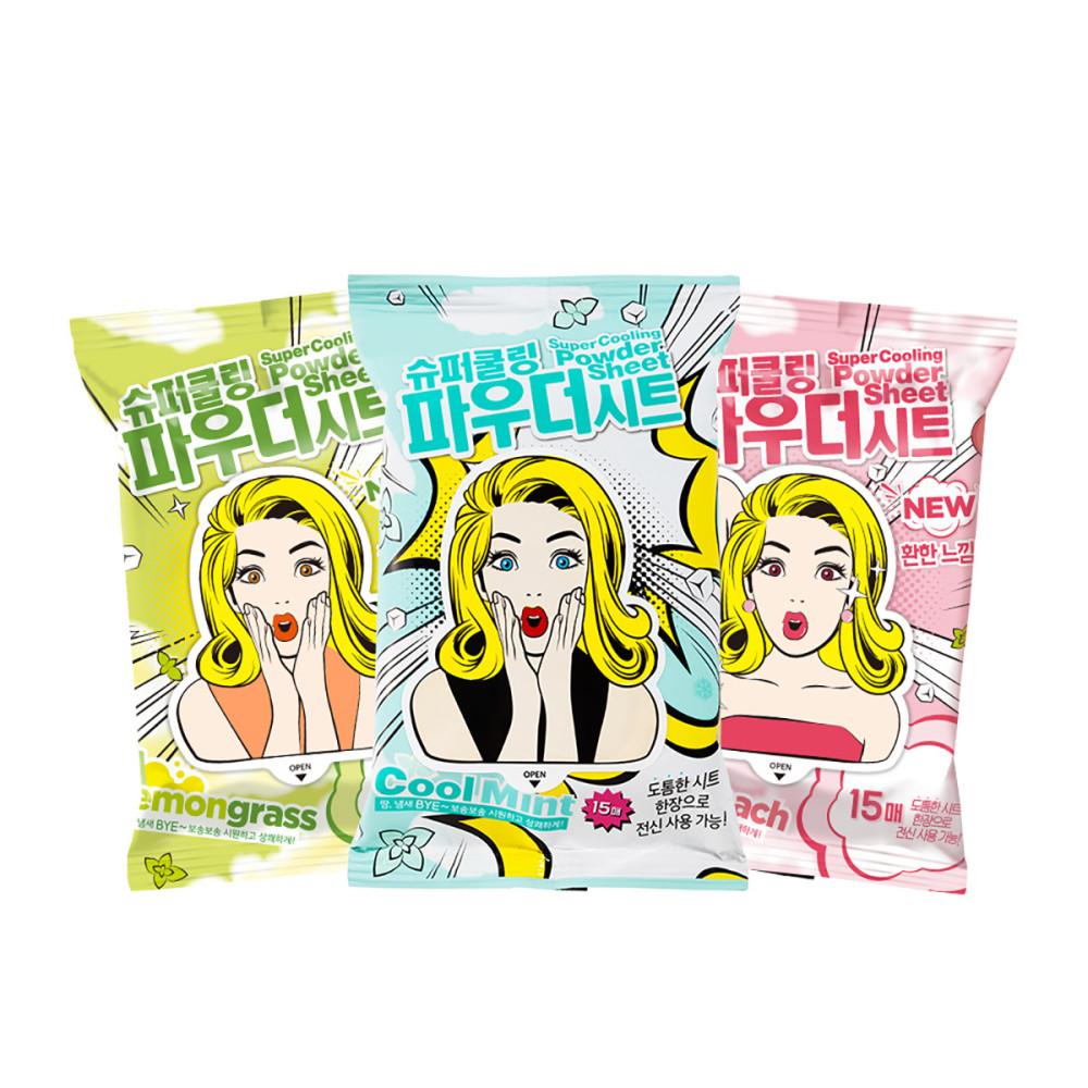 슈퍼 쿨링 파우더 시트 15매 x 5 겨드랑이티슈 데오도란트티슈 땀제거 데오드란트 캠핑샤워