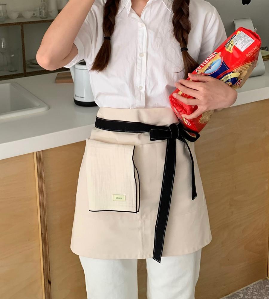 플랫 하프 에이프런 앞치마 꽃집 카페 2color