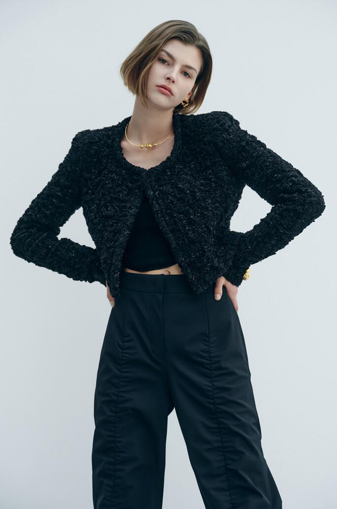 트위드 글리터 크롭 자켓