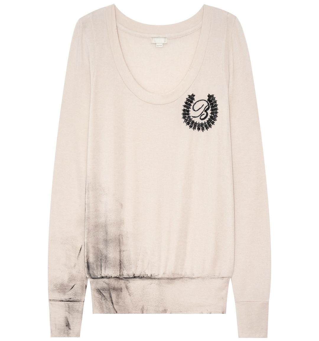 Beaded plunge neck top (Beige)