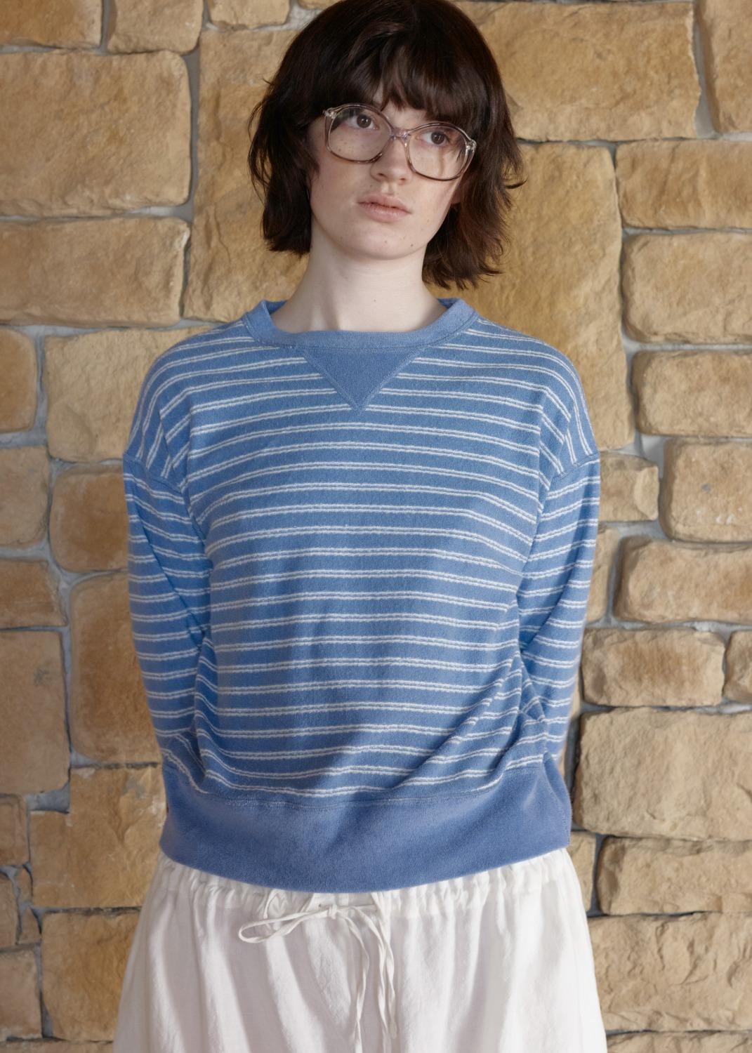 Via Terry stripe sweat shirt (Blue stripe)
