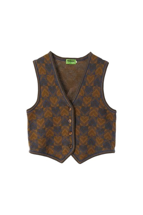 미쏘니 (Woman - L) 울 앙고라 블렌드 패턴 브이넥 버튼 니트 베스트