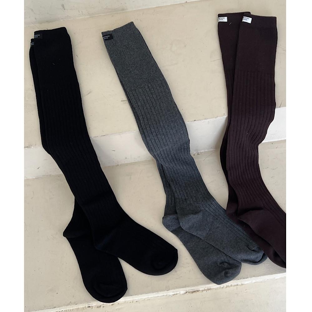 라벨 포인트 골지 니삭스 롱양말 레그워머 롱삭스