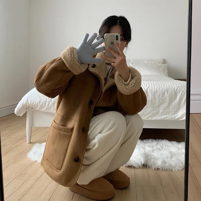 [라세지스지혜PICK] reversible shearling mustang coat-camel